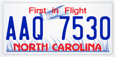 NC license plate AAQ7530
