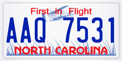 NC license plate AAQ7531