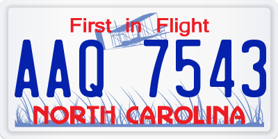 NC license plate AAQ7543