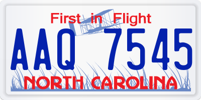 NC license plate AAQ7545