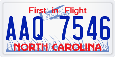 NC license plate AAQ7546