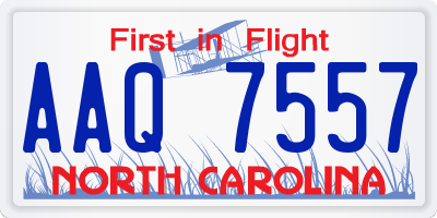 NC license plate AAQ7557