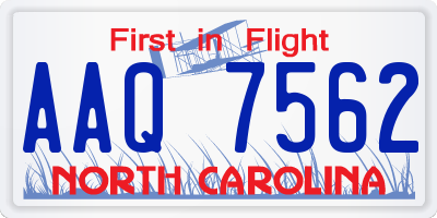 NC license plate AAQ7562