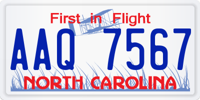 NC license plate AAQ7567