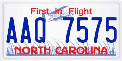 NC license plate AAQ7575
