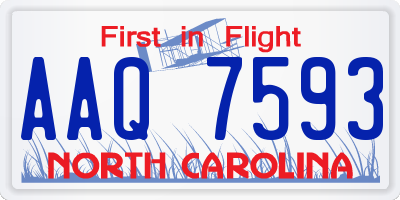 NC license plate AAQ7593