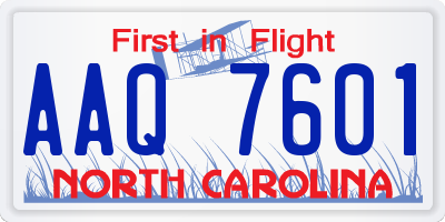 NC license plate AAQ7601