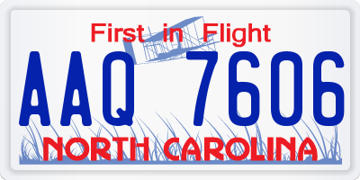 NC license plate AAQ7606