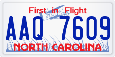 NC license plate AAQ7609