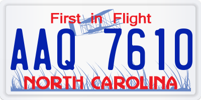 NC license plate AAQ7610