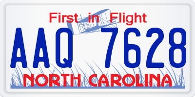NC license plate AAQ7628