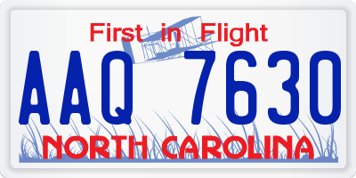 NC license plate AAQ7630