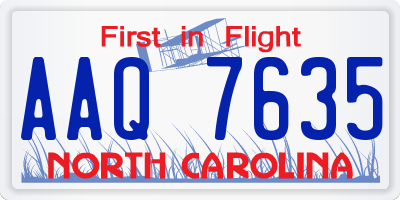 NC license plate AAQ7635