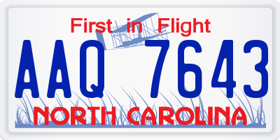NC license plate AAQ7643
