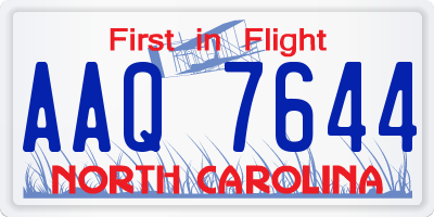 NC license plate AAQ7644