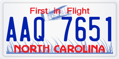 NC license plate AAQ7651
