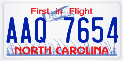 NC license plate AAQ7654