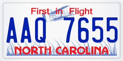 NC license plate AAQ7655