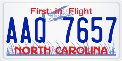 NC license plate AAQ7657