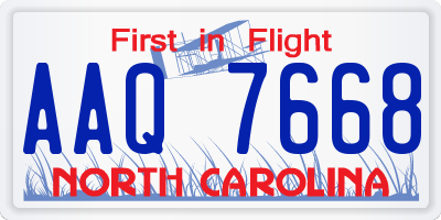 NC license plate AAQ7668