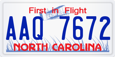 NC license plate AAQ7672