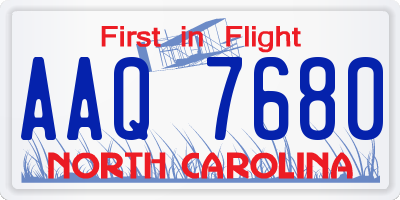 NC license plate AAQ7680