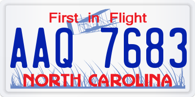 NC license plate AAQ7683
