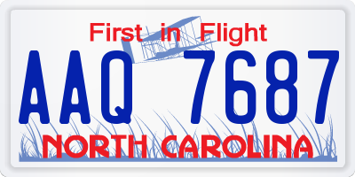 NC license plate AAQ7687