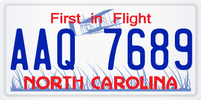 NC license plate AAQ7689