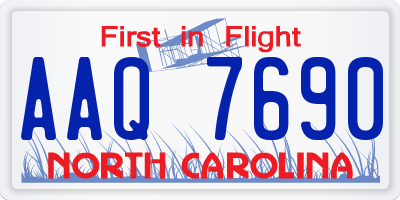 NC license plate AAQ7690