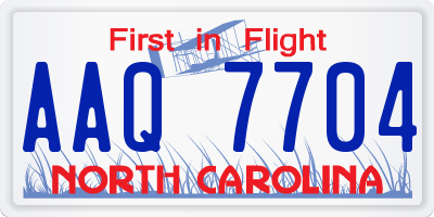 NC license plate AAQ7704
