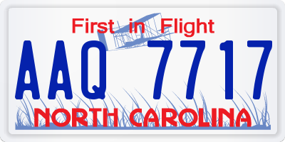 NC license plate AAQ7717