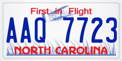 NC license plate AAQ7723