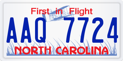 NC license plate AAQ7724