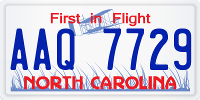 NC license plate AAQ7729