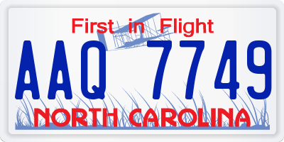 NC license plate AAQ7749