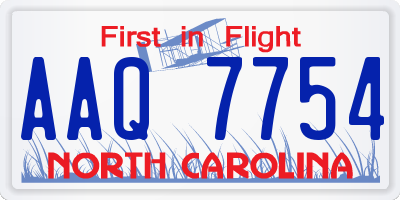 NC license plate AAQ7754