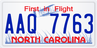 NC license plate AAQ7763