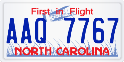 NC license plate AAQ7767