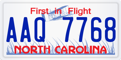 NC license plate AAQ7768