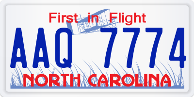 NC license plate AAQ7774