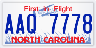 NC license plate AAQ7778