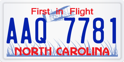 NC license plate AAQ7781