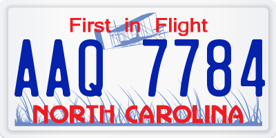 NC license plate AAQ7784