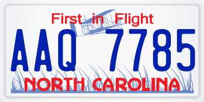 NC license plate AAQ7785