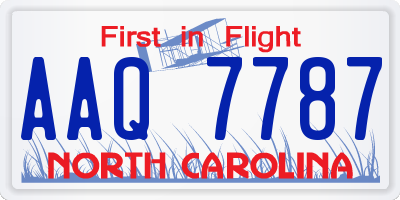 NC license plate AAQ7787