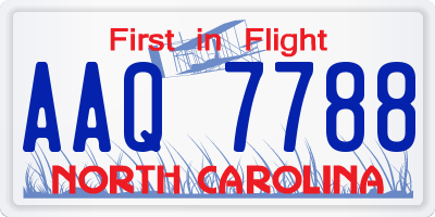 NC license plate AAQ7788