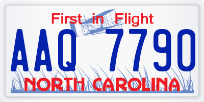 NC license plate AAQ7790