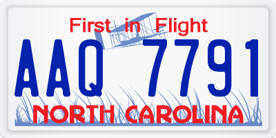 NC license plate AAQ7791
