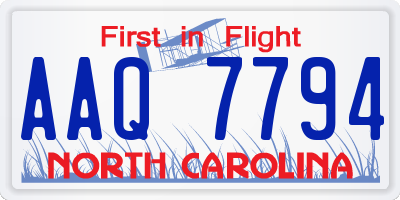 NC license plate AAQ7794
